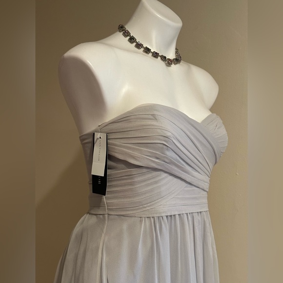 Ann Taylor Straples Light Gray Heart Shape Neckline Empire Waist Mini Dress SZ 2 - Picture 4 of 16